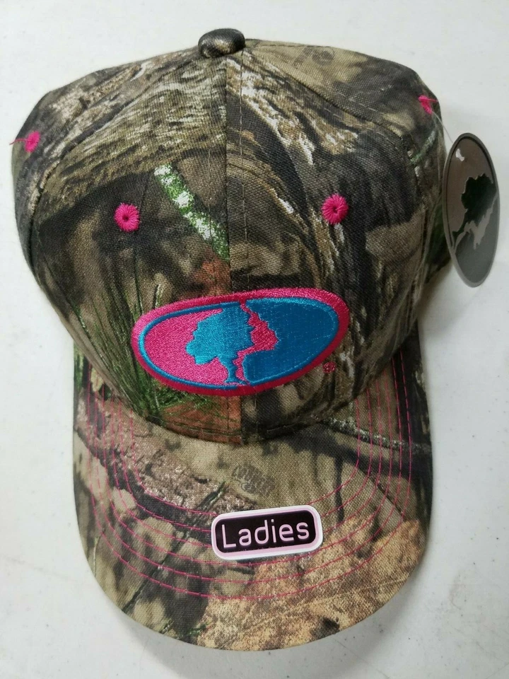 NUEVO SOMBRERO DE CAZA ESTAMPADO CAMUFLAJE ROBLE MUSGOSO DAMAS ROSA/VERDE AZULADO LOGO Foto 1 de 1