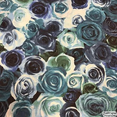 NUTEX STOFF - 100% Baumwolle - Rose Life Garden - Blau (20920-103)