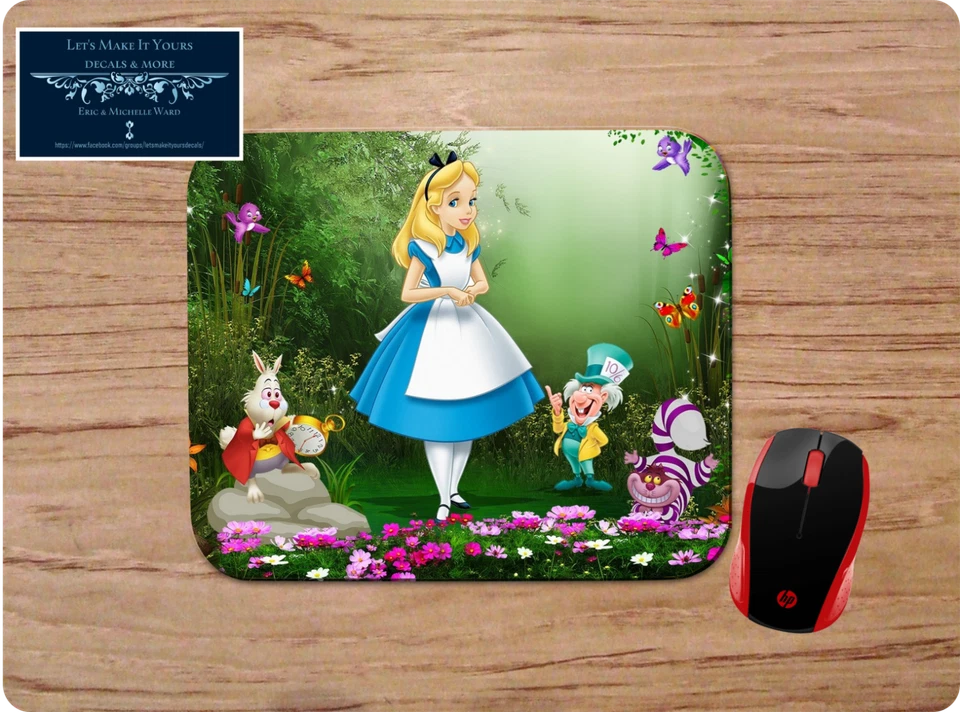 ALICE IN WONDERLAND SCENE WHITE RABBIT MAD HATTER CUSTOM NONSLIP MOUSE PAD MAT - Image 1 of 1