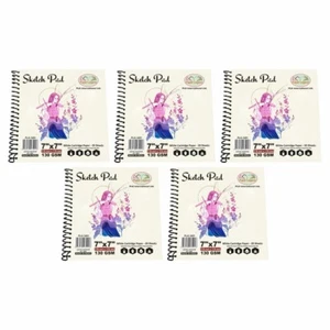 (Set Of 5) Square Sketch Pad 7"x7" White Cartridge 130gsm Paper Drawing Painting - Picture 1 of 21