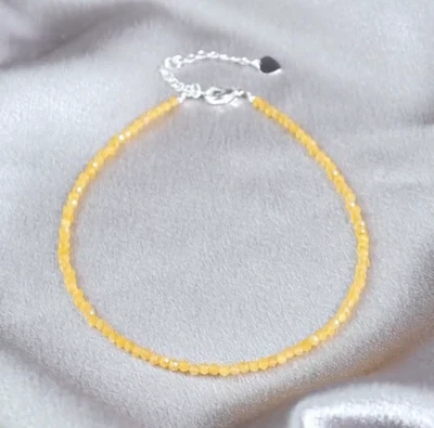 Tobillera natural de 2 mm pequeñas cuentas facetadas de citrino cristal delicado curativo mujer nueva Foto 1 de 4
