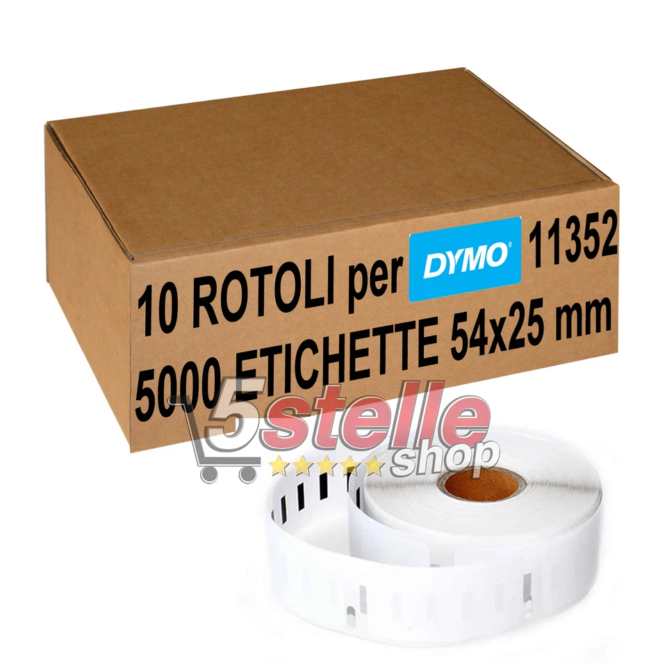 10 x ROTOLI ETICHETTE ADESIVE DYMO 11352 25x54 mm STAMPANTE LABELWRITER 400 450