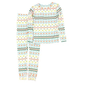Cat & Jack Girls Ivory Cozy Multicolored Print Stars Sleep Set Pajamas 14 - Picture 1 of 2