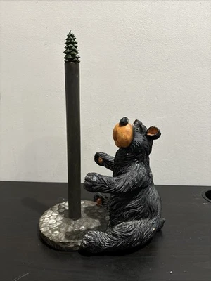 Oso Abrazando Papel Toalla Árbol Soporte Theodore Peluche Negro Lindo Deslizable Soporte Foto 1 de 4