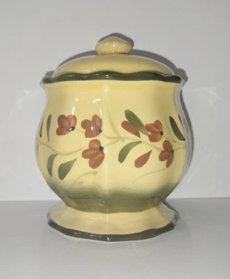 Williams Sonoma Sugar Jar Lid Handpainted Ceramic Floral Bowl 4x3.5" - Image 1 of 4