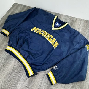 Vintage 90s Starter Michigan Wolverines Windbreaker Pullover Jacket Size Large - Picture 1 of 12