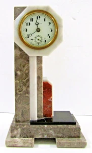 1930s Toyo Japanese Art Deco Skyscraper Marble Desk Clock - Picture 1 of 12