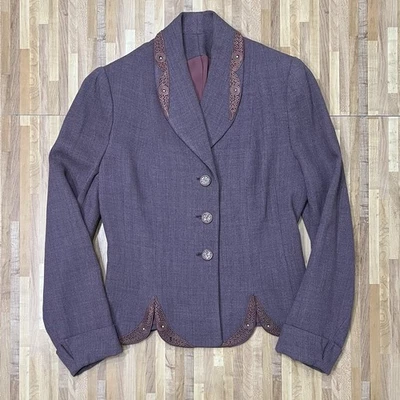 Chaqueta Blazer Vintage Años 50 Lana Malva A Medida Louella Talla XS Retro Adornada Foto 1 de 4