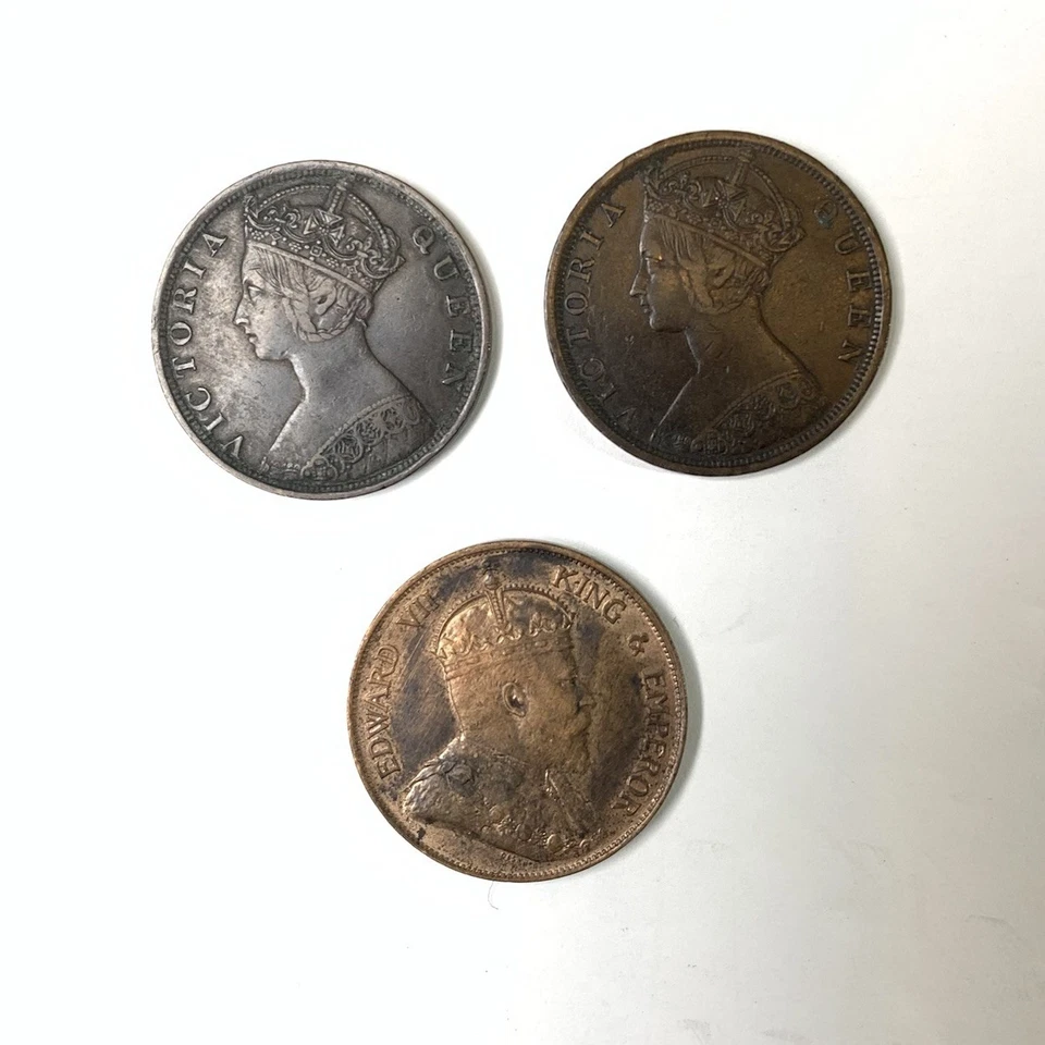Lot Of 3 Hong Kong 1 Cent Bronze Coins 1899, 1901, 1902 CIRCULATED - Image 1 of 4