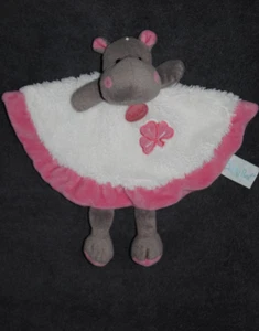 🍀 Flat blanket hippo BABY'NAT BABYNAT BN082 Zoe white pink flower clover - Picture 1 of 2