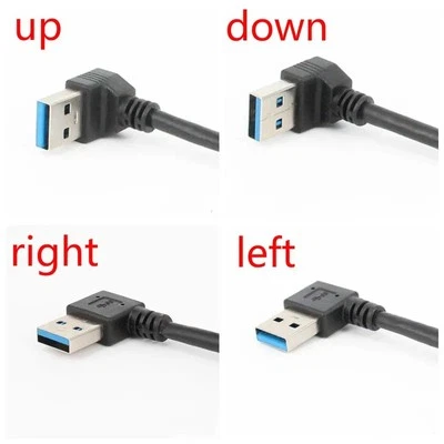 USB 3.0 Angle 90 Degree Extension Cable Male to Female Adapter Cord Data Sync - Image 1 of 4
