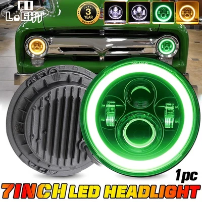7" inch LED Headlight Green Halo DRL For 1953-1977 Ford F-100 F-250 F-350 Pickup - Image 1 of 4