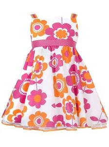 RARE EDITIONS NEW BORN ORANGE / PINK FLORAL DRESS PARTY, BIRTHDAY, EASTER - Picture 1 of 1
