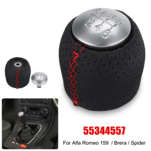 6 Speed Red PU Leather Gear Shift Knob & Cap For Alfa Romeo 159 Brera Spider - Picture 1 of 6