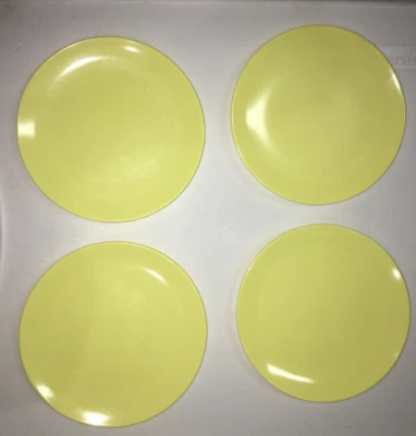 Platos de postre de melamina 6" amarillo retro vintage años 60 lote de 4 Foto 1 de 4
