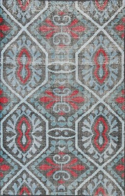 Abstract Transitional Oriental Area Rug Wool Hand-knotted Home Decor 4x6 Carpet - Image 1 of 4