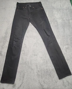Levis 501T Jeans Mens 29x34 Black Tapered Denim Button Fly Dark Wash - Picture 1 of 16