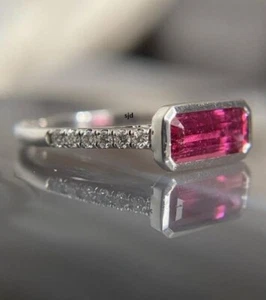 Certified Natural Pink Spinel 14 K White Gold Ring Gift For Free Ship - Picture 1 of 3