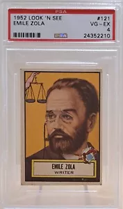 1952 Topps Look 'N and See #121 Emile Zola PSA VG-EX 4. Rare! - Picture 1 of 2