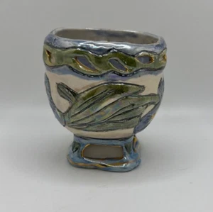 Blue Sky Heather Goldminc Iris Flower 2001 Votive Tealight Candle Holder - Picture 1 of 5