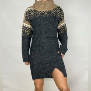 Abito maglione HEARTLOOM Mate con spacco carbone collo alto inverno autunno accogliente nuovo con etichette - Foto 1 di 6