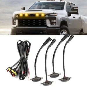 4X Smoked Front Grille Grill Running LED Lights For Chevrolet Silverado 1500 - Picture 1 of 12