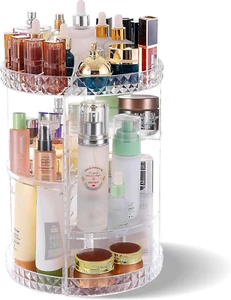 Rotating Makeup Organizer, 360 Degree Cosmetic Organizer Vanity Display Cases Co - Picture 1 of 12