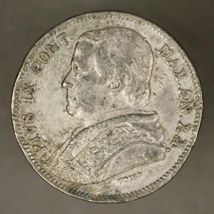 Italy Papal States 1865 yr 20 20 Baiocchi XF struck with rusty die - Picture 1 of 2