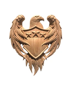 American Eagle Hardwood Coat of Arms Wall Plaque - Picture 1 of 13
