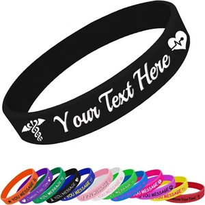 1-20pcs Custom Silicone Wristbands - Personalised Rubber Bracelets for Events - Picture 1 of 35