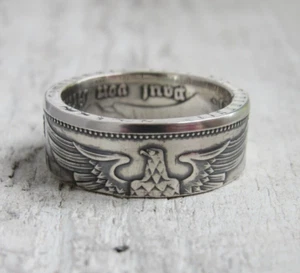 German Silver Coin Ring - Silver 5 Marks Coin Ring- Deutschland - Deutsch Reich - Picture 1 of 8