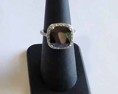 Anillo de cuarzo negro y platino sobre latón - talla 6 Foto 1 de 4