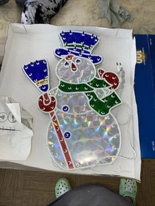 Vtg Home Accents Holographic Indoor/Outdoor Christmas Snowman Light Up - Picture 1 of 16