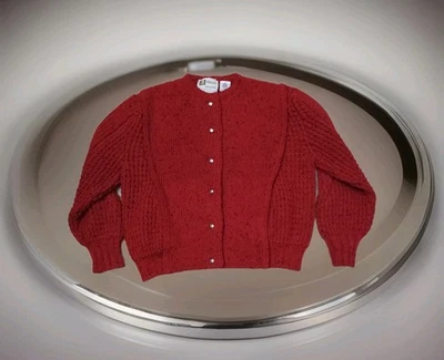 Cárdigan pesado tejido grueso espiga 100 % pura lana nueva telar a mano Pallas M Foto 1 de 4