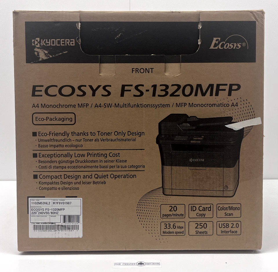 Impresora láser multifunción monocromá A4 Kyocera ECOSYS FS-1320MFP 1102M53NL2 - Immagine 1 di 4