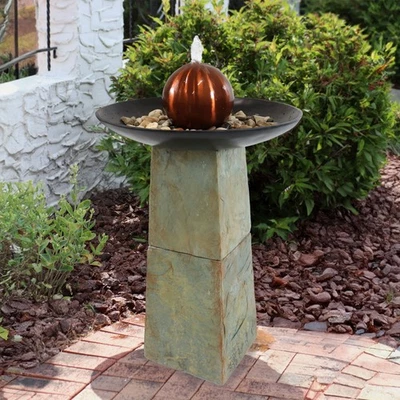 Fuente de agua decorativa orbe pizarra exterior - 38" de Sunnydaze Foto 1 de 4