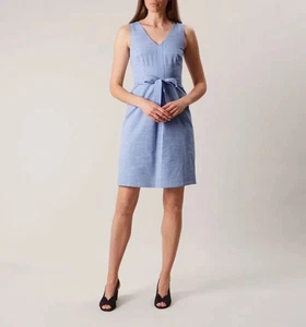 Hobbs Alison Striped White & Blue Summer Dress Size 12 BNWOT RRP £110 - Picture 1 of 6