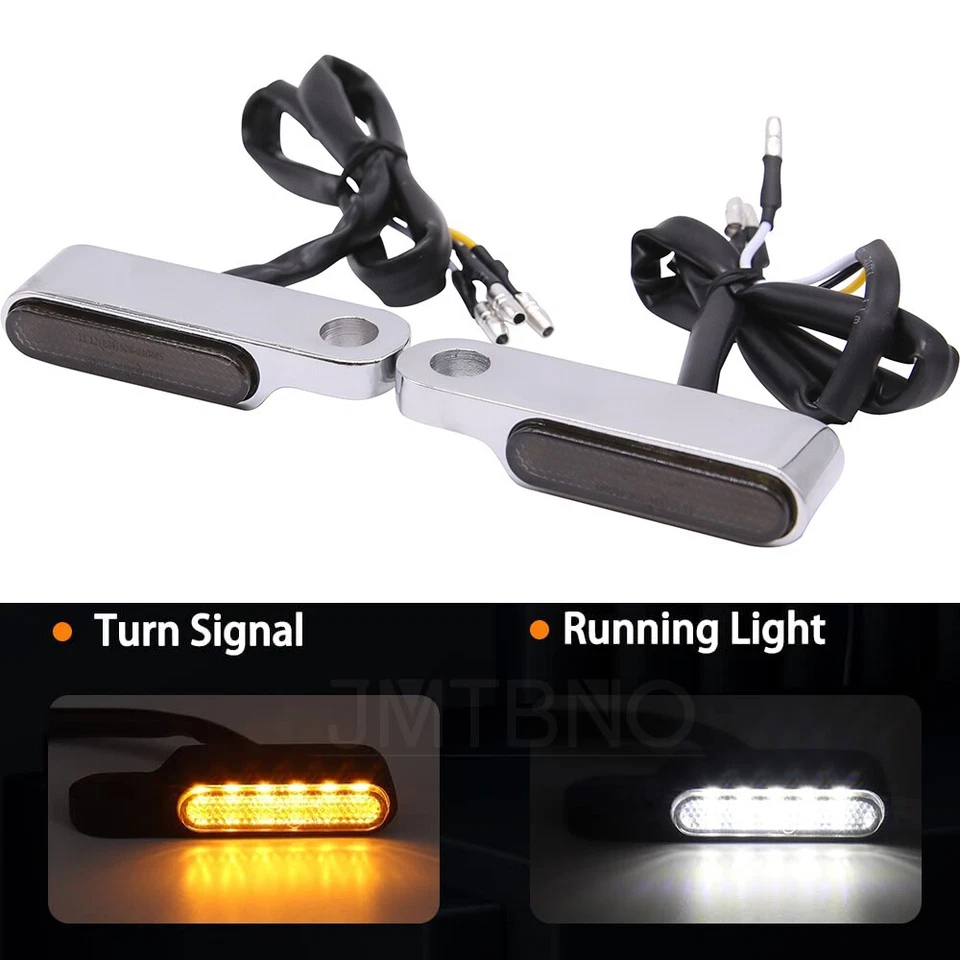 Handlebar LED Turn Signals Blinker Light Chrome For Harley Sportster 883 1200 - Изображение 1 из 4