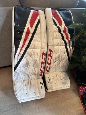 Almohadillas para piernas de portero CCM E4.9 SpeedSkin LeFevre 34+1 hockey sobre hielo estado usado Foto 1 de 4