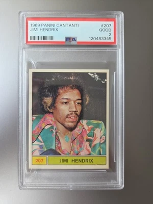 PSA 2 JIMI HENDRIX 1969 Panini Cantanti Card #207  - Image 1 of 2