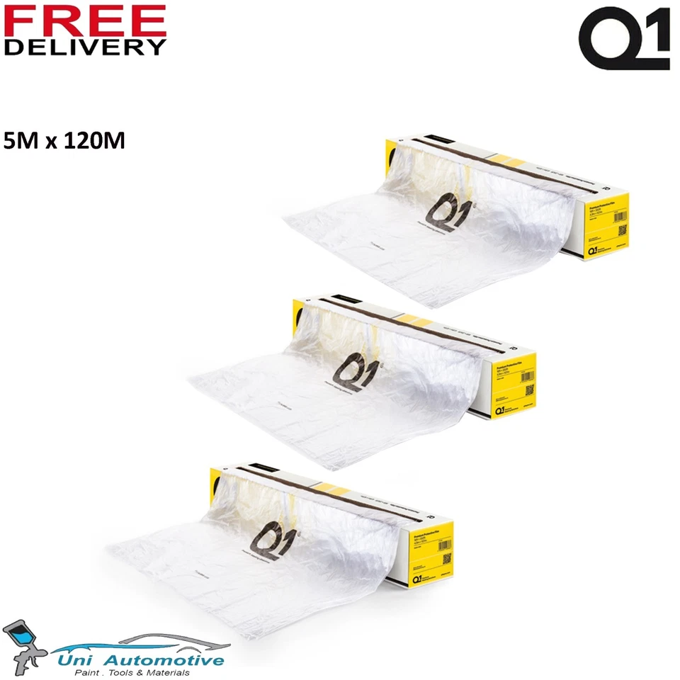3 xQ1 MASKING FILM SHEETING ROLL 5M X 120M PREMIUM AUTOMOTIVE PAINT PROTECTON SD - Image 1 of 1
