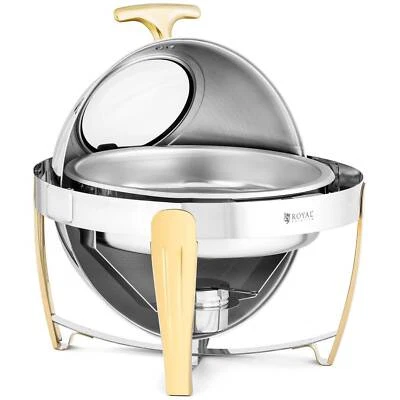 Scaldavivande Chafing Dish rotondo 6 litri accenti dorati - Immagine 1 di 4