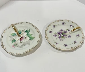 Rossetti Spring Violets & Magnolia Flowered Lemon Porcelain 2 Dishes 1945-1952 - Picture 1 of 5