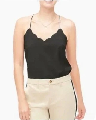 Camiseta sin mangas J.Crew negra festoneada halter para mujer talla 8 oficina carrera ejecutiva Foto 1 de 4