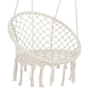 Hammock Chair Macrame Swing Max 330 lbs. Hanging Cotton Rope Hammock Swing Chair - Picture 1 of 8