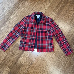Pendleton Blazer Women Size 10 Wool jacket Plaid 29685 Vintage Zipper Front - Picture 1 of 10