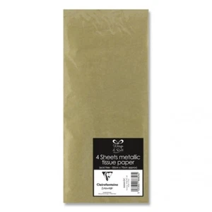 Pack De 4 Hojas De Papel Pañuelo Metálico Dorado 70cm x 50cm - Envoltura De Regalo Perfecto - Imagen 1 de 1