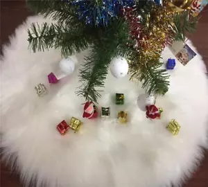Christmas Tree Skirt White Faux Fur Fluffy Xmas Tree Skirt Mat for Christmas ... - Picture 1 of 7