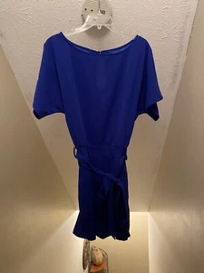 NEW YIJIU WOMEN'S SUMMER CASUAL SHORTS JUMPSUIT ROMPER BLUE MEDIUM SHORT SLEEVE - Picture 1 of 6