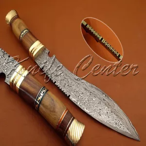 HERMOSO CUCHILLO DE CAZA KUKRI BOWIE HECHO A MANO ACERO DAMASCO HECHO A MANO - Imagen 1 de 10